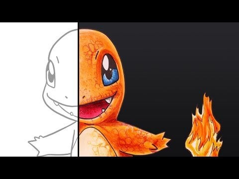 Recorded artwork process of my Charmander artwork