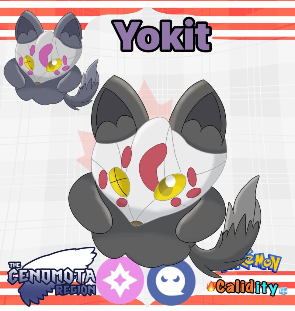 Here’s another fakemon based on a fox spirit (info below)