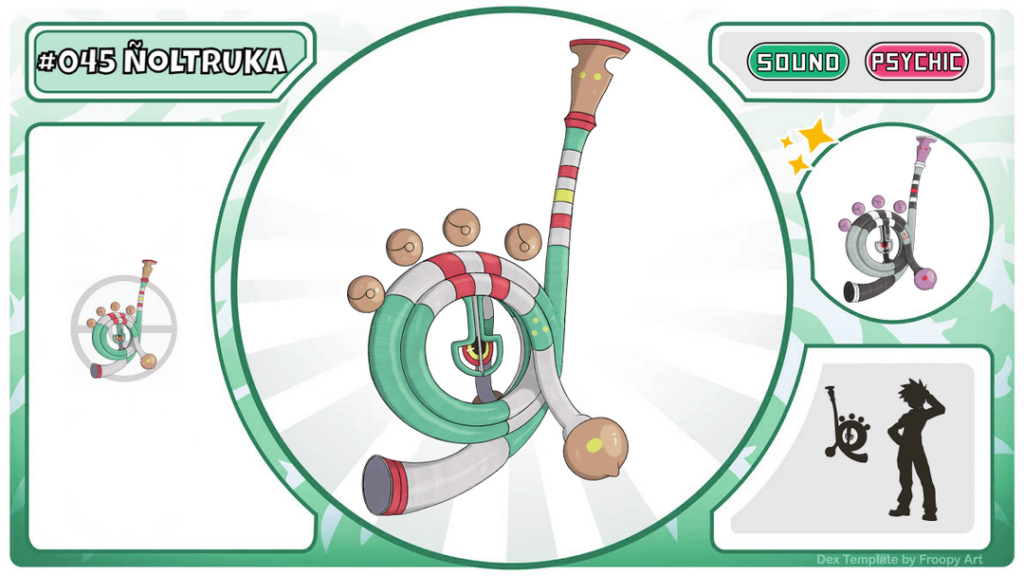 Chilean Pokedex - Sometimes giving energy with its happy sounds, other times removing it with sad tunes, Ñoltruka, inspired by several Mapuche musical instruments: the ñolkin, the trutruca, the trompe, the cascahuilla, the pifulka and the wadas