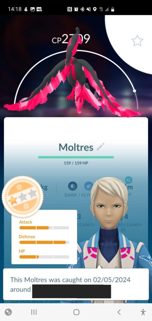 Been playing just under a year and finally caught a Galarian bird without wasting a masterball. Stats are bad but I'm still happy!