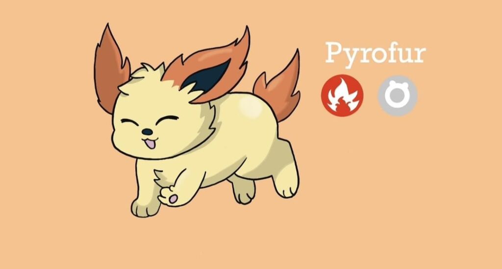 Reviving some old fakemon ideas from when I was 14. This is a fire-normal type (last photo are my 14yo drawings)