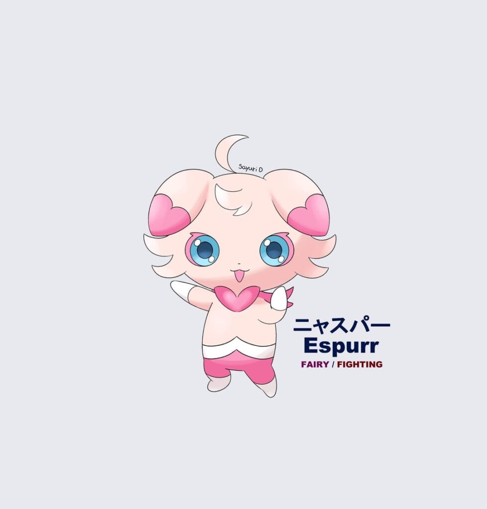 Regional Espurr and Meowstic inspired by Precure