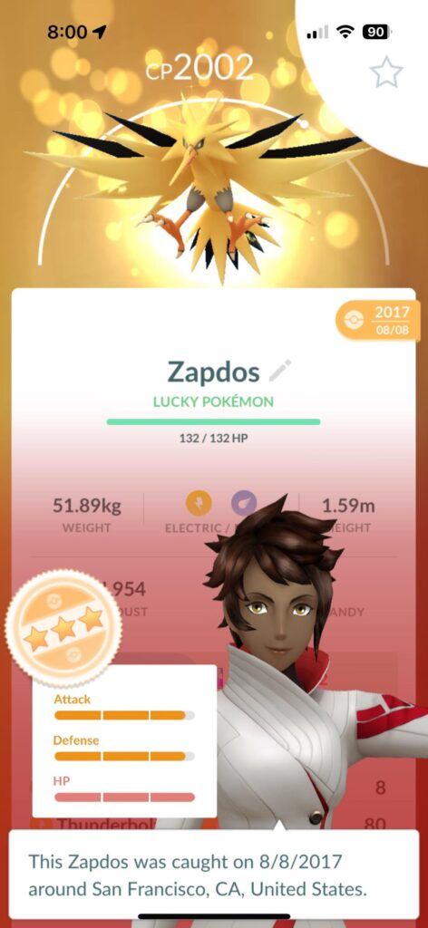 Mom traded me her only zapdos so I could complete the kanto region of my dex 🥹