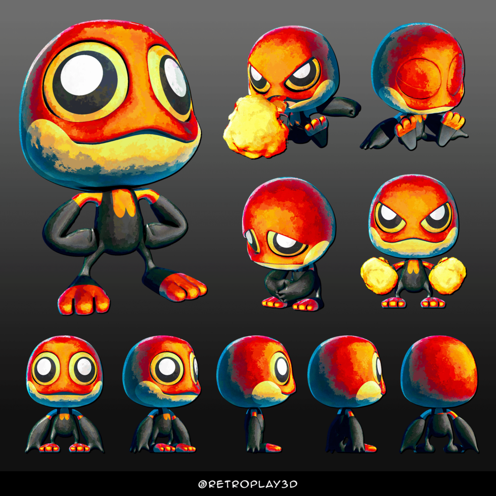 Blotoad the Pyro Pokémon 3D Model Sheet