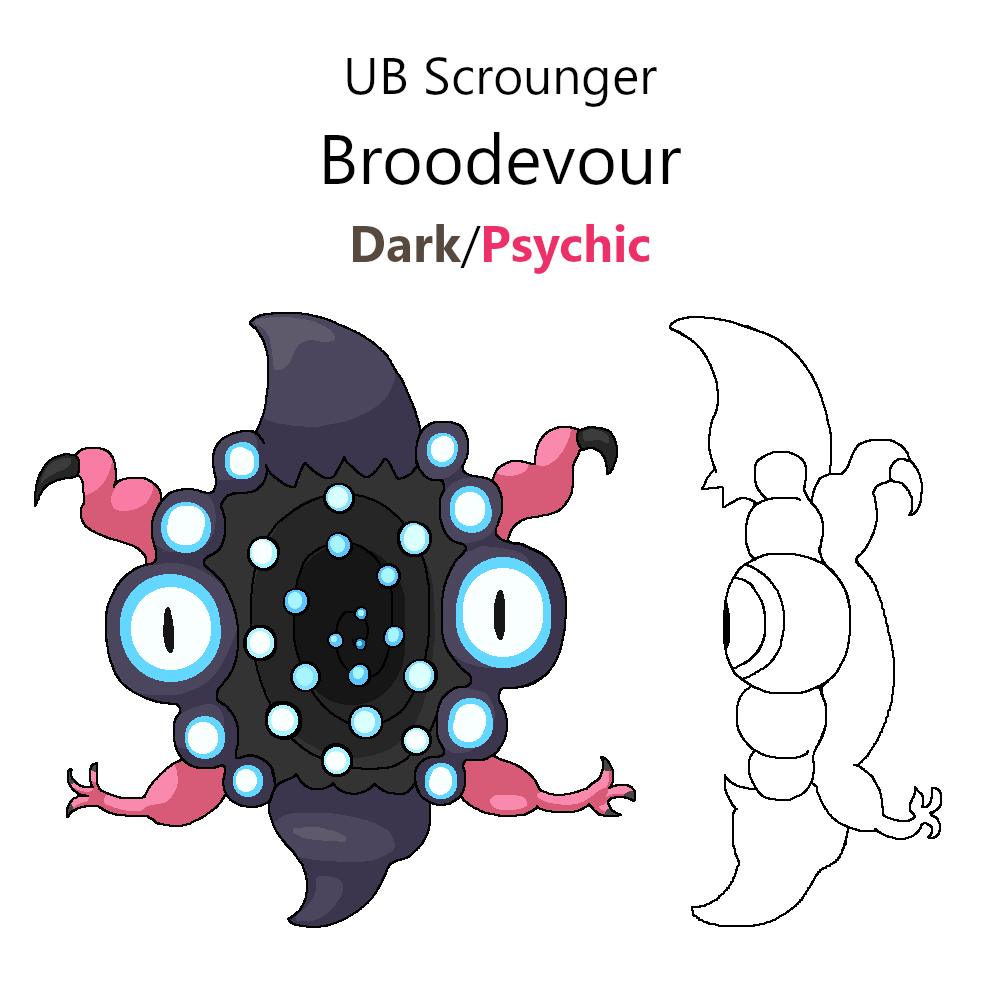 I wanted to try designing an Ultra Beast - this is UB Scrounger, a.k.a Broodevour!