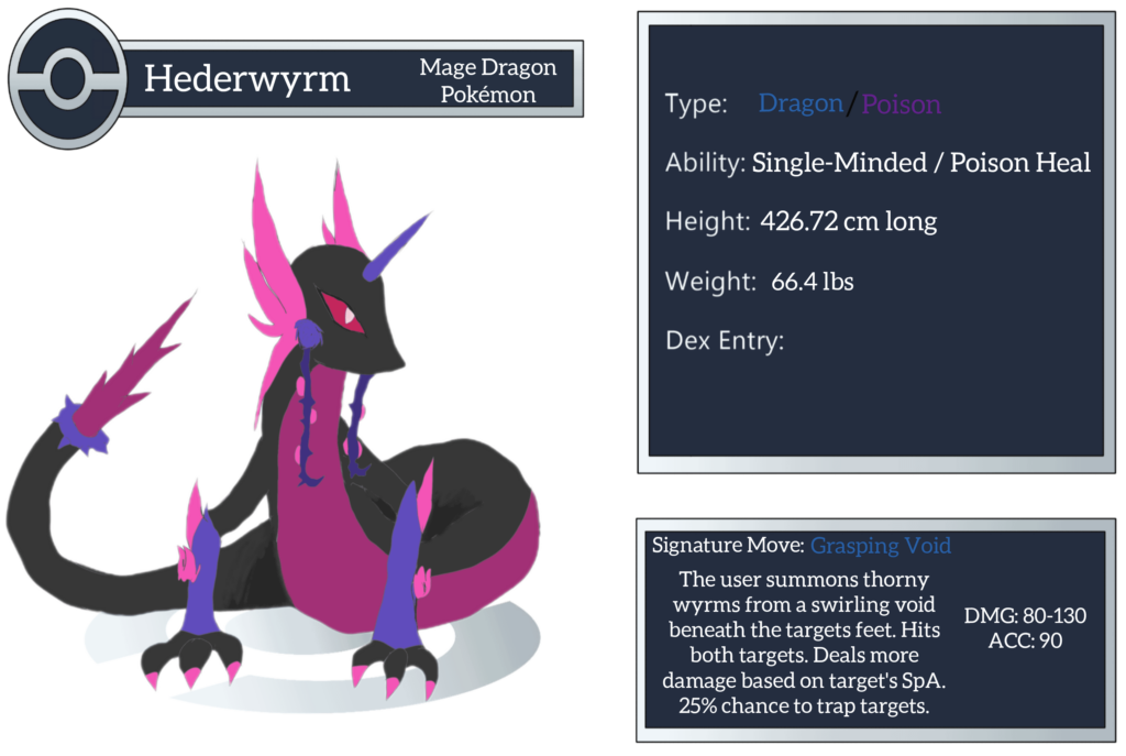 Here is my final design for Hederwyrm! I also got a work-in-progress background for it