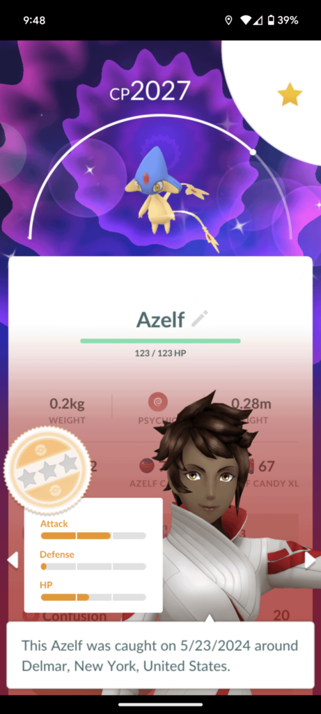 Wild Shiny Azelf. I clicked it thinking it was a Panpour.