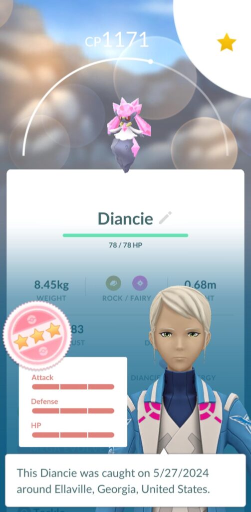 Hundo Diancie. I'm assuming luck was on my side