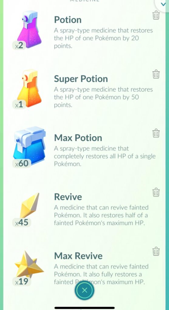 I said that’s enough healing items Pokémon go