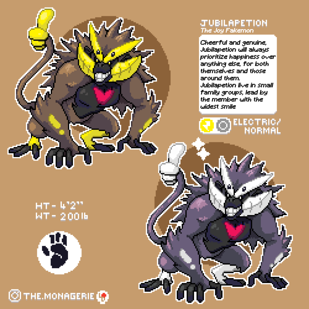 Another fakemon monkey evolution. Jubilapetion!
