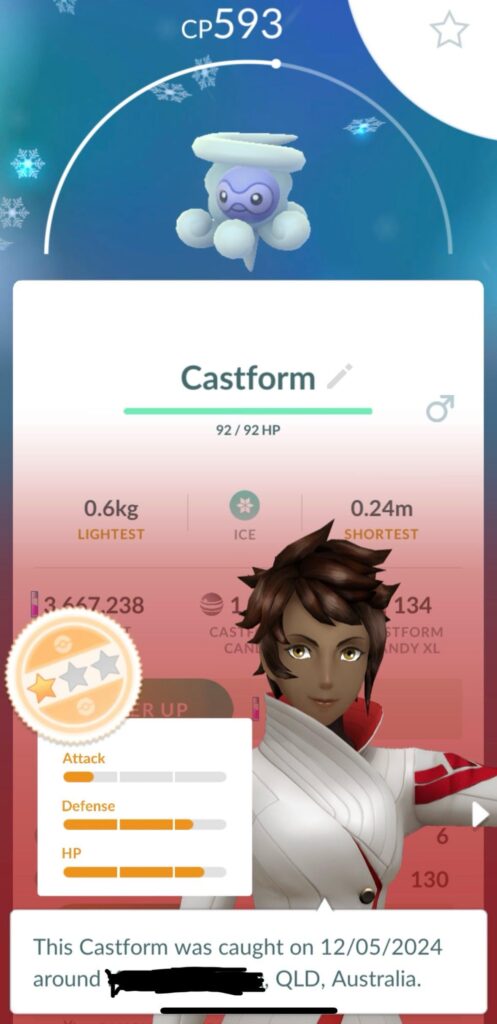 Just caught wild snowy Castform in Australia