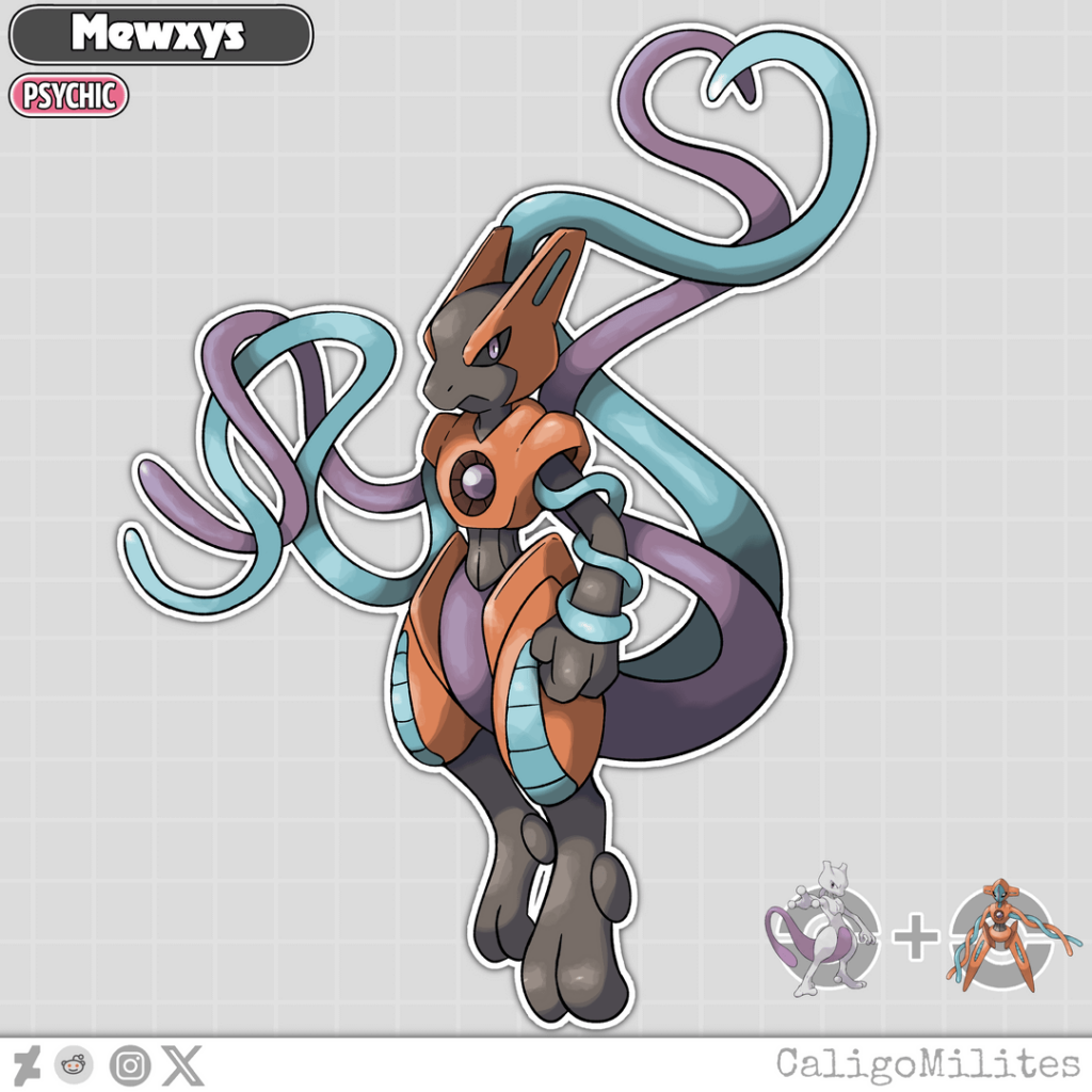 Mewtwo and Deoxys Pokemon Fusion Fakemon