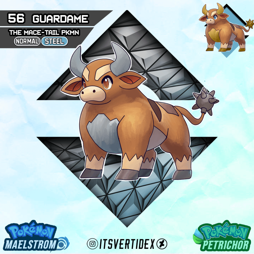 Meet Guardame, The Mace-Tail Pokemon. (100% Female - Chromage's Counterpart)