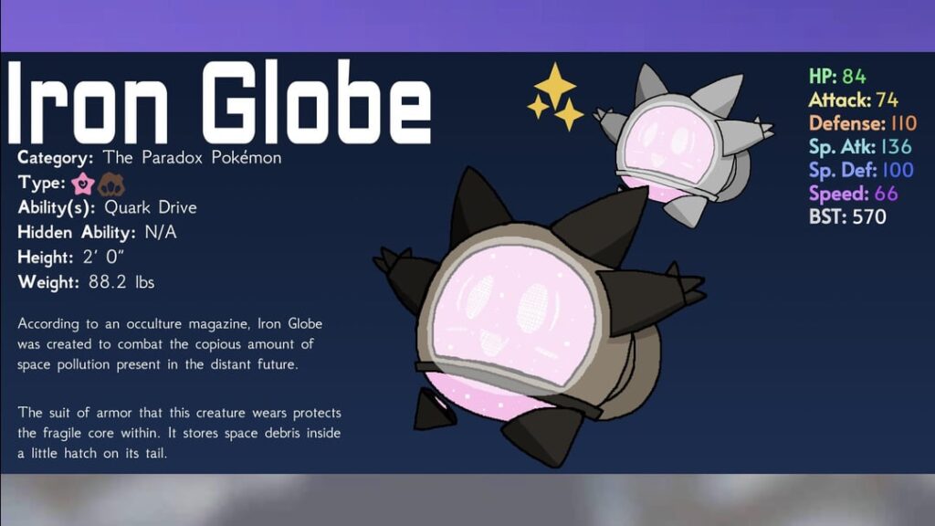 [Zee’s Fakemon!] Iron Globe (Future Paradox Clefairy + Minior)