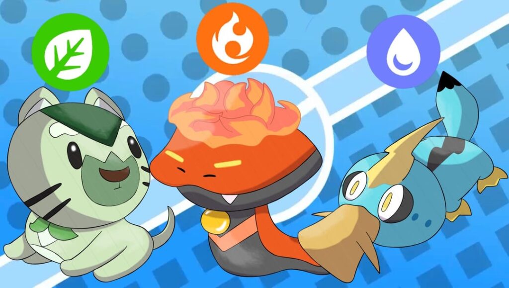 here are the Starters for my Australian Pokemon region. the 3 are connected by the theme of Medicine, covering the role of 3 figures in the medical field
