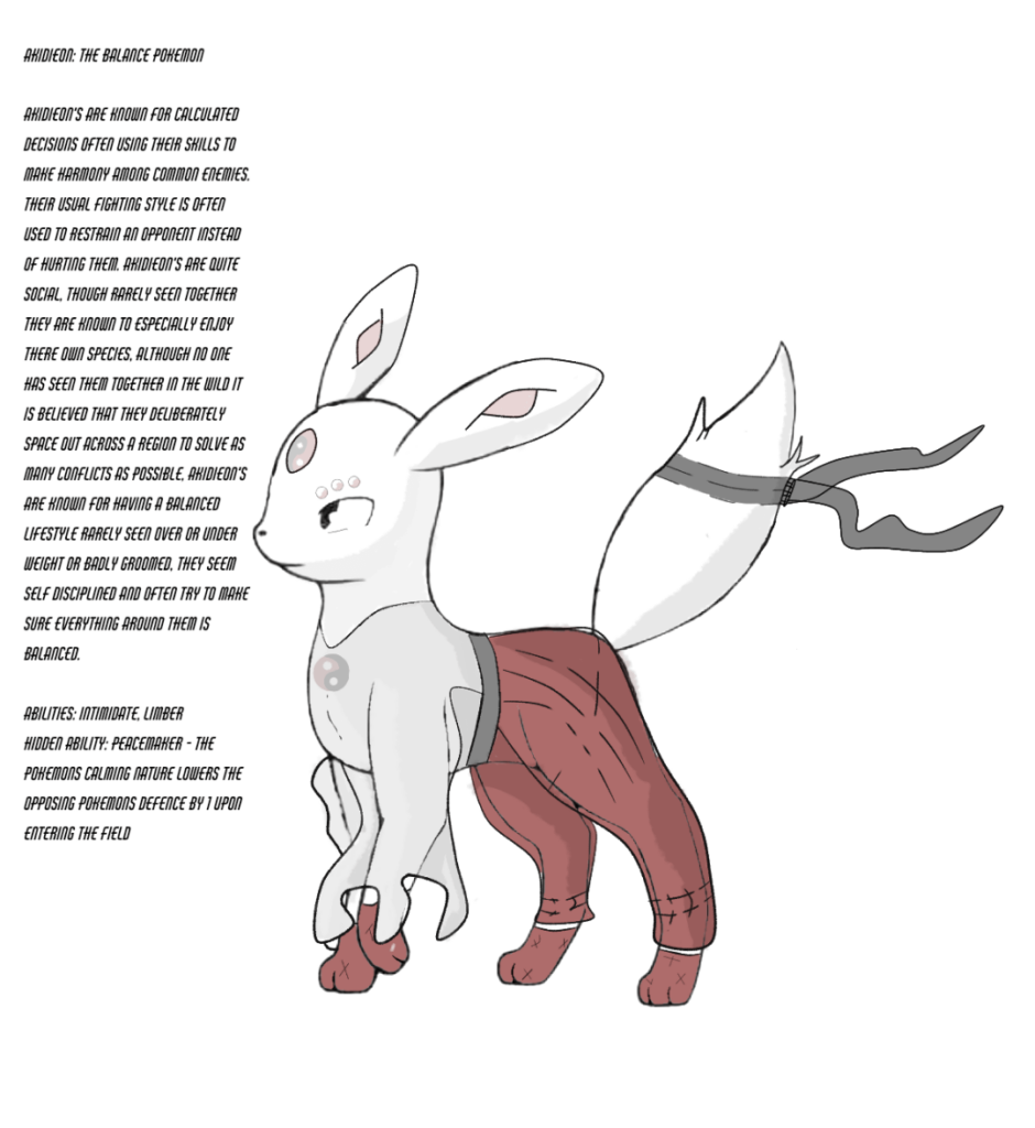 A redraw of a old eeveevolution fakemon: Akidieon