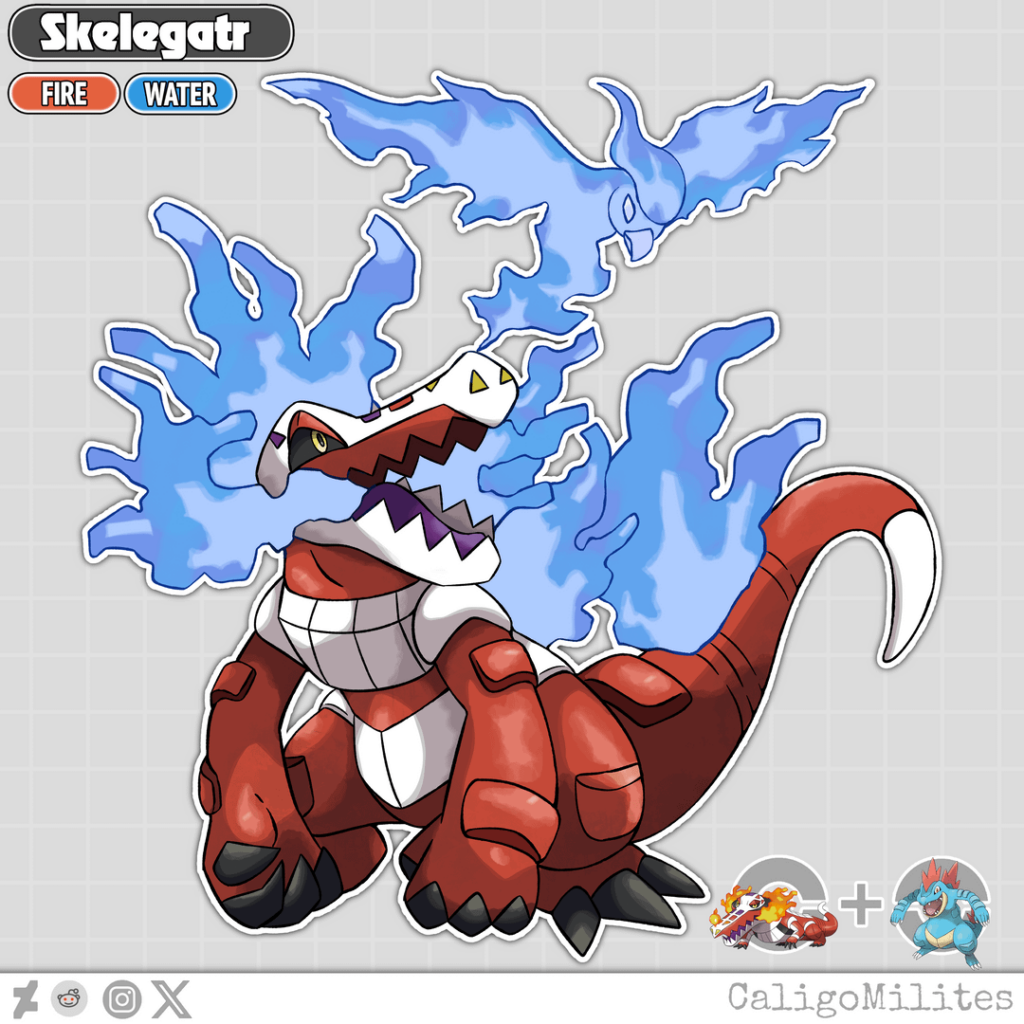 Fusion Feraligatr and Skeledirge Pokemon Fakemon