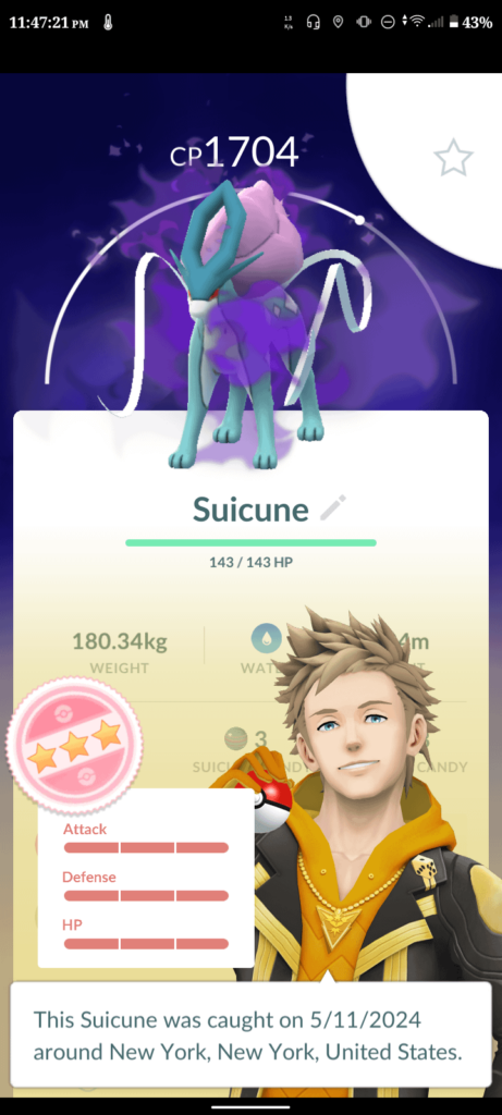 I got a Perfect Shadow Suicune