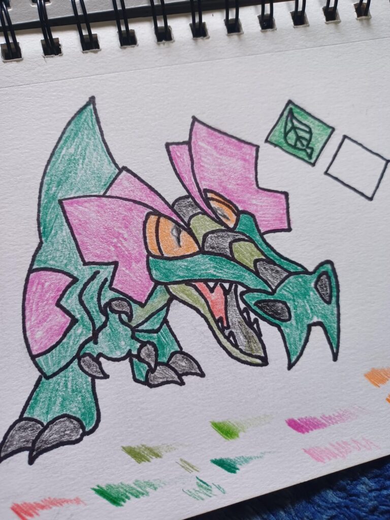 #003. SPIONAEA. The Spinal Raptor Pokemon. Grass starter of the WHEBORO REGION.