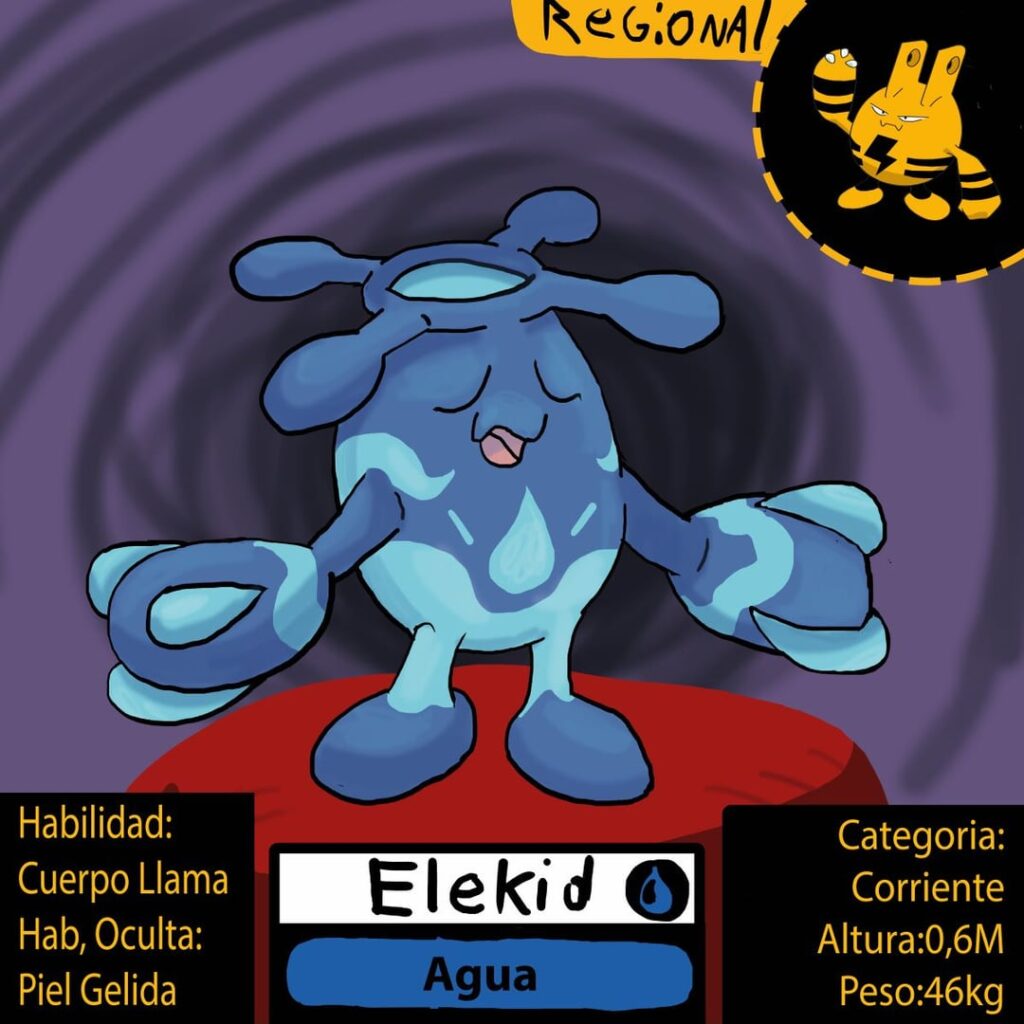 Nueva forma regional para una de mis familias evolutivas favoritas (elekid), y incluye una nuevo movimiento: Puño espuma:
Físico 70pot 100prec
Golpe simple que duplica su fuerza si el enemigo sufre un problema de estado, pero limpia al Pokémon(le quita el efecto de estado)