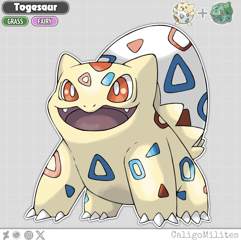Fusion Bulbasaur and Togepi Pokemon Fakemon