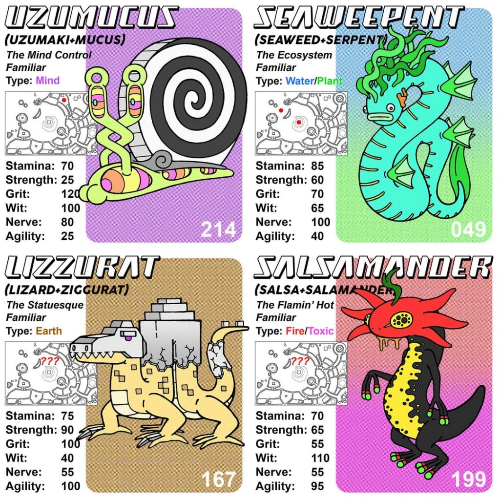 Some Pokemon inspired familiars I designed for a passion project. Feedback appreciated!