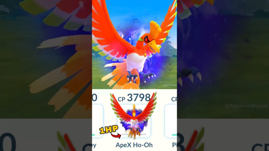 1 HP APEX SHADOW HO-Oh (with sacred Fire+) in Pokemon GO.