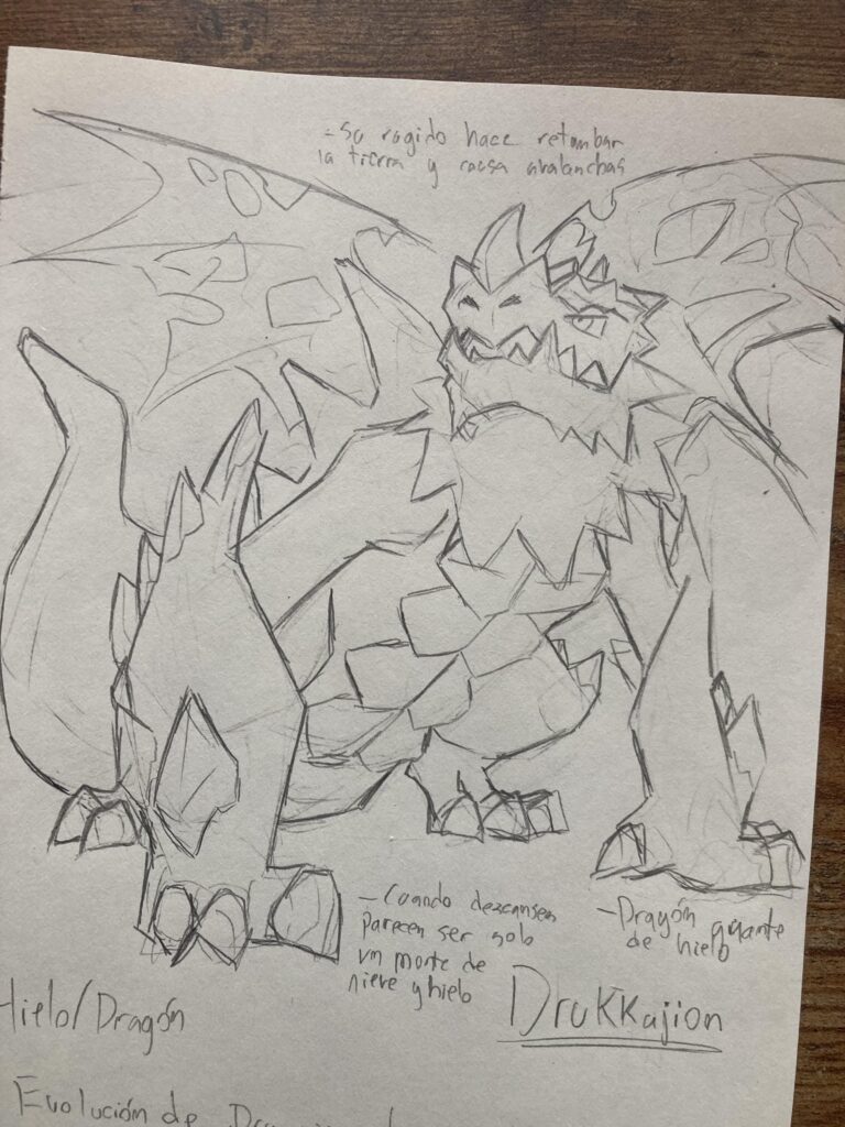Drukkajion sketch, Druddigon evolution