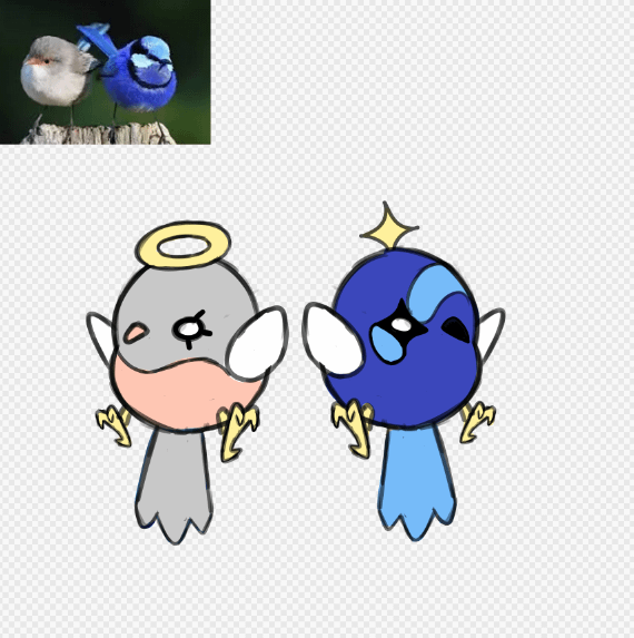 Working on a Fairy Wren duo fakemon.