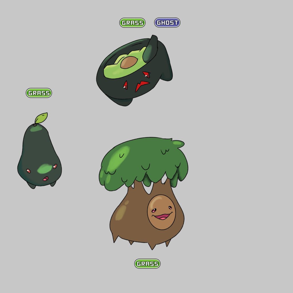 Avocado Pokémon, Aguacute! It Can either evolve into Ghoulcamole or Paltree