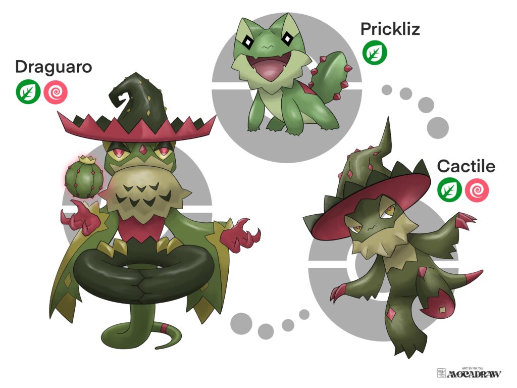 [OC] A bearded dragon grass starter pokemon