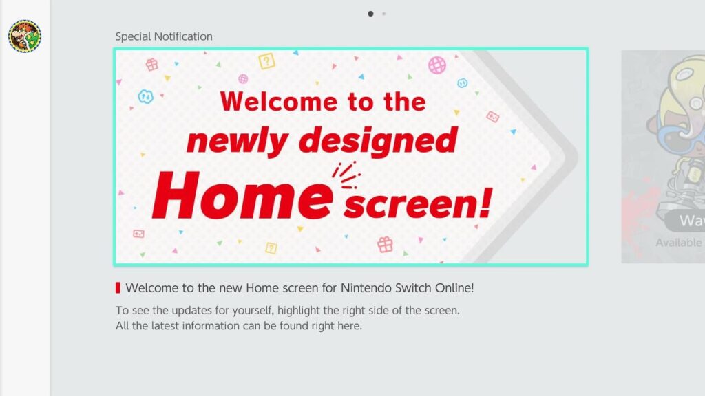 New NSO home screen design