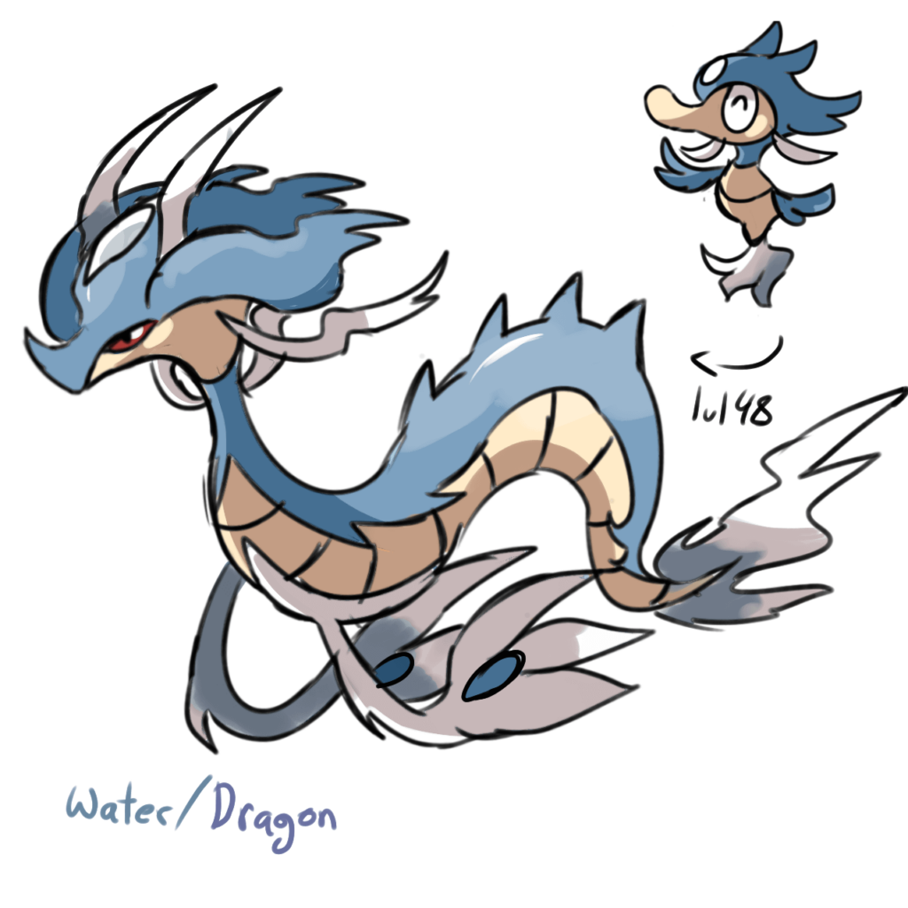 A regional skrelp and dragalge! My two favorite Pokémon.

They are based of the Azure dragon off Chinese mythology, Chinese dragons, And Seahorses.