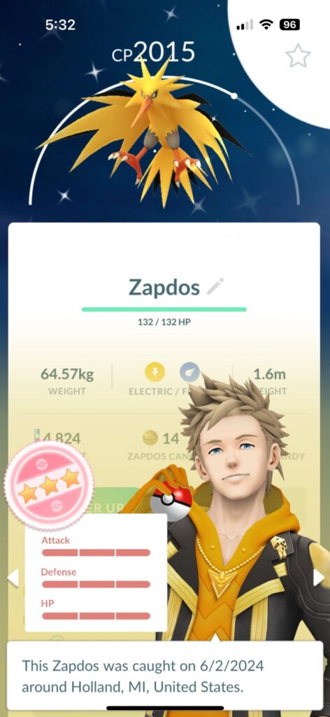 First raid of the current season--third Zapdos ever-- decided randomly to buy some remote raid passes. Shundo.