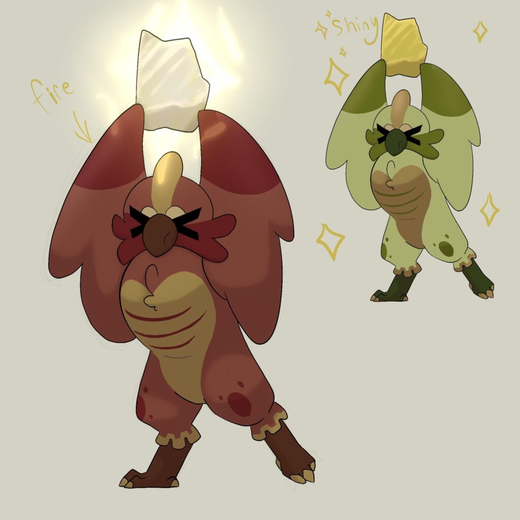 I’m thinking of trying to design my own starters. I’m probably going to revamp my first one as the grass type starter and this one is clearly the fire. I haven’t named this one yet. (Constructive criticism appreciated and wanted)