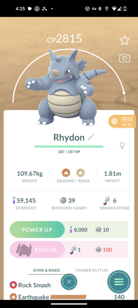 I thought it was pretty high cp when I caught it 2 years ago and was excited to evolve it...little did I know that I wouldn't even be halfway there almost 2 years later😭😭😭