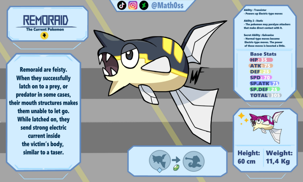 Remoraid and Octilery regional forms, based on tasers and rail guns