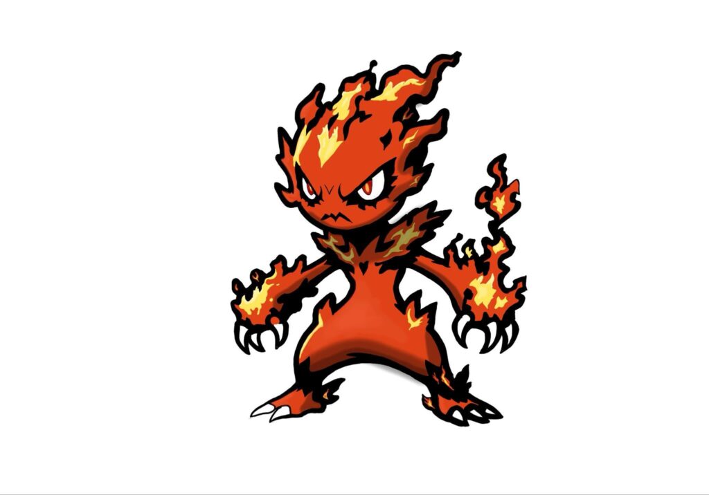 Angry and mischievous, yet cute fire Pokêmon. What name would be fitting?