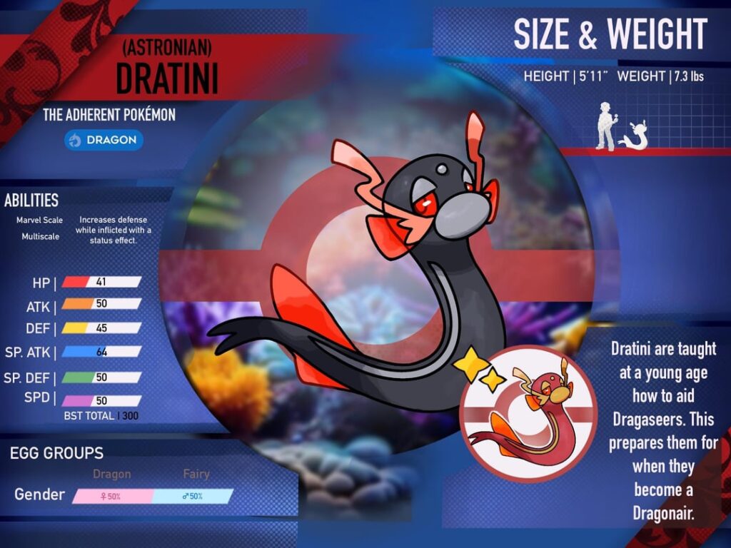 I designed a regional variant of Dratini for my aquatic Pokémon region.