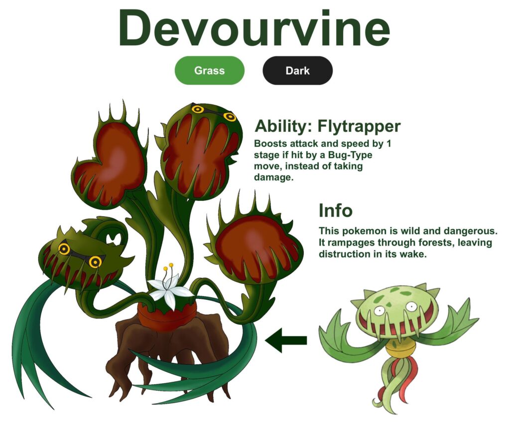 This is my idea for a carnivine evolution