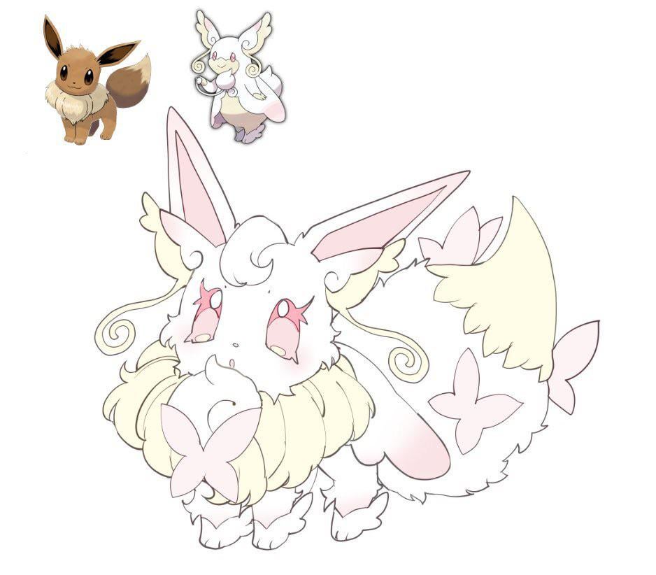 Eevee + Mega Audino by @wishkept