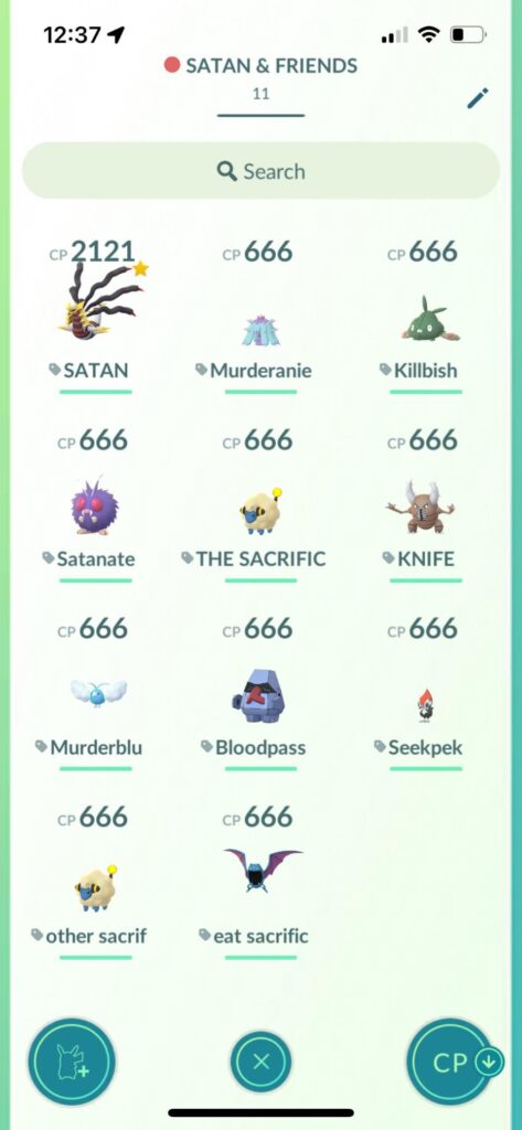 do you guys have one of those random Tags. I have Satan and friends.