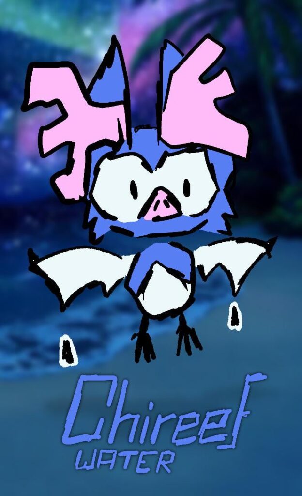 I got bored and decided to doodle one of my old Starters I never designed. Meet Chireef, the Bat Pokémon!