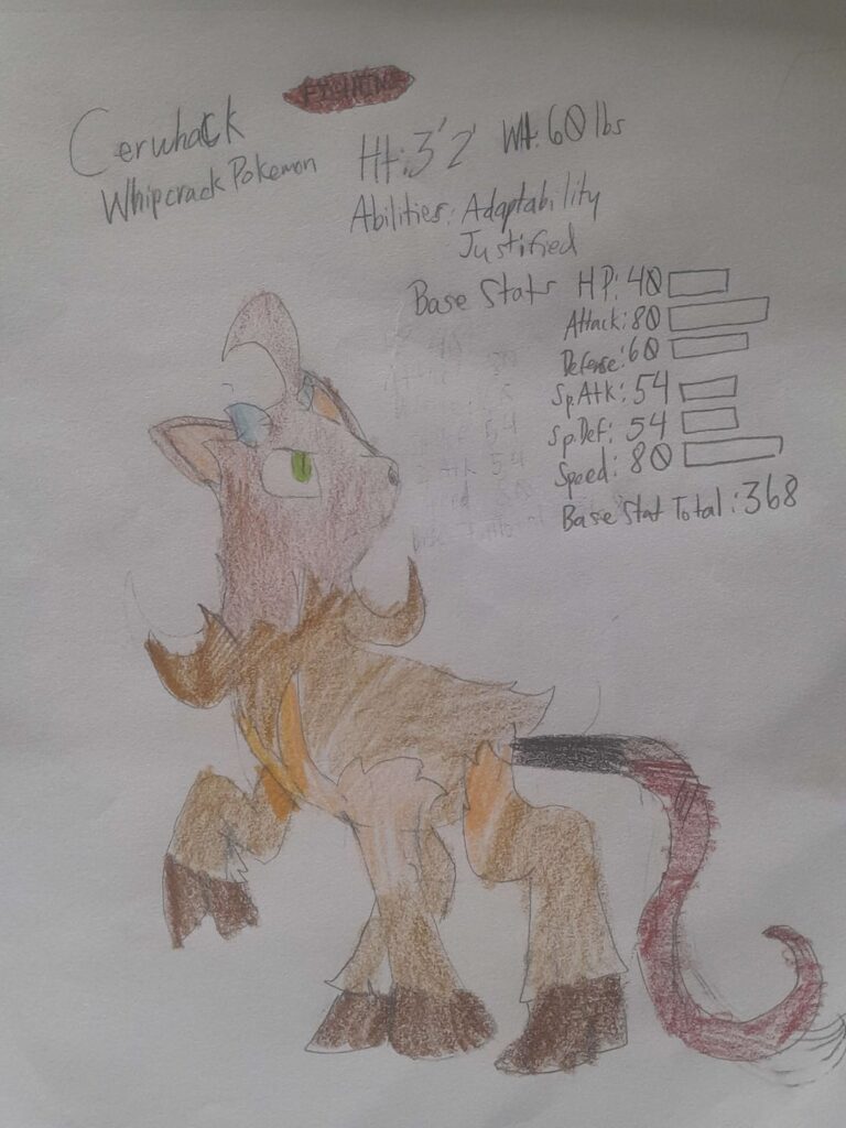 Time to showcase one of my first completed fakemon.  This concept was created on July of 2023. Based on Gazelles and Whips and  Indiana Jones