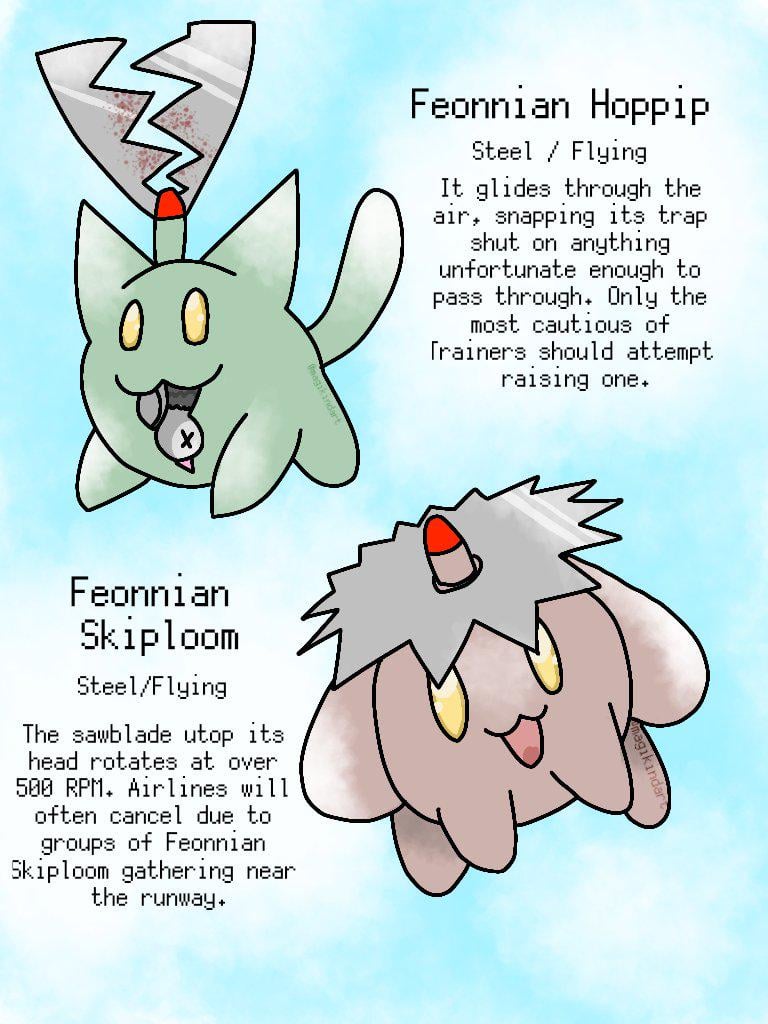 The first two stages of the Feonnian Hoppip line. Watch your extremities!