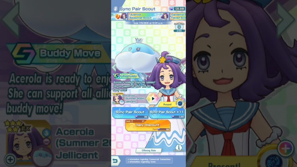 3 MULTI SUMMONS ACEROLA JELLICENT SEASONAL SCOUT ACEROLA POKEMON MASTERS EX GAMEPLAY 2024 #shorts