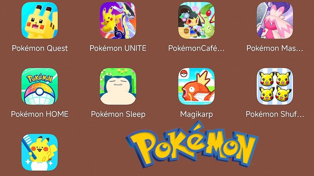 Pokemon Quest,Pokemon UNITE,Pokemon Cafe Remix,Pokemon Masters EX,Pokemon Home,Pokemon Magikarp