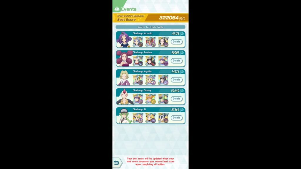 Pokemon Masters - Ghost and Dark High Score Event (322,064 pts)