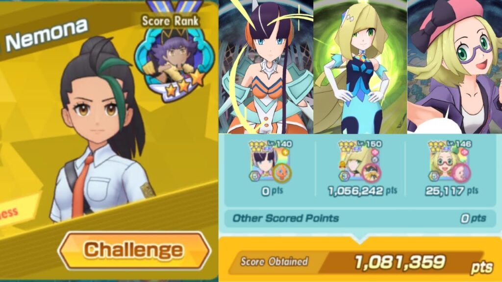 1,081,359 Points With SS Lusamine and 2 F2P units in Damage Challenge: Training With Nemona