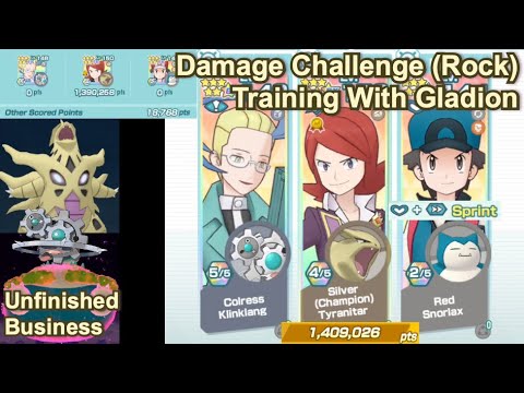 Pokemon Masters EX - 1,409,026 Points on Damage Challenge: Training With Gladion (Rock Weakness)